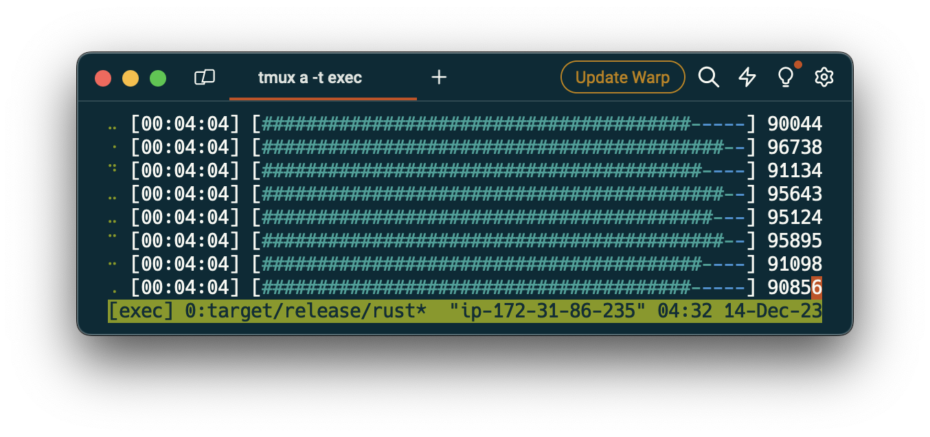 Screenshot of processing bar